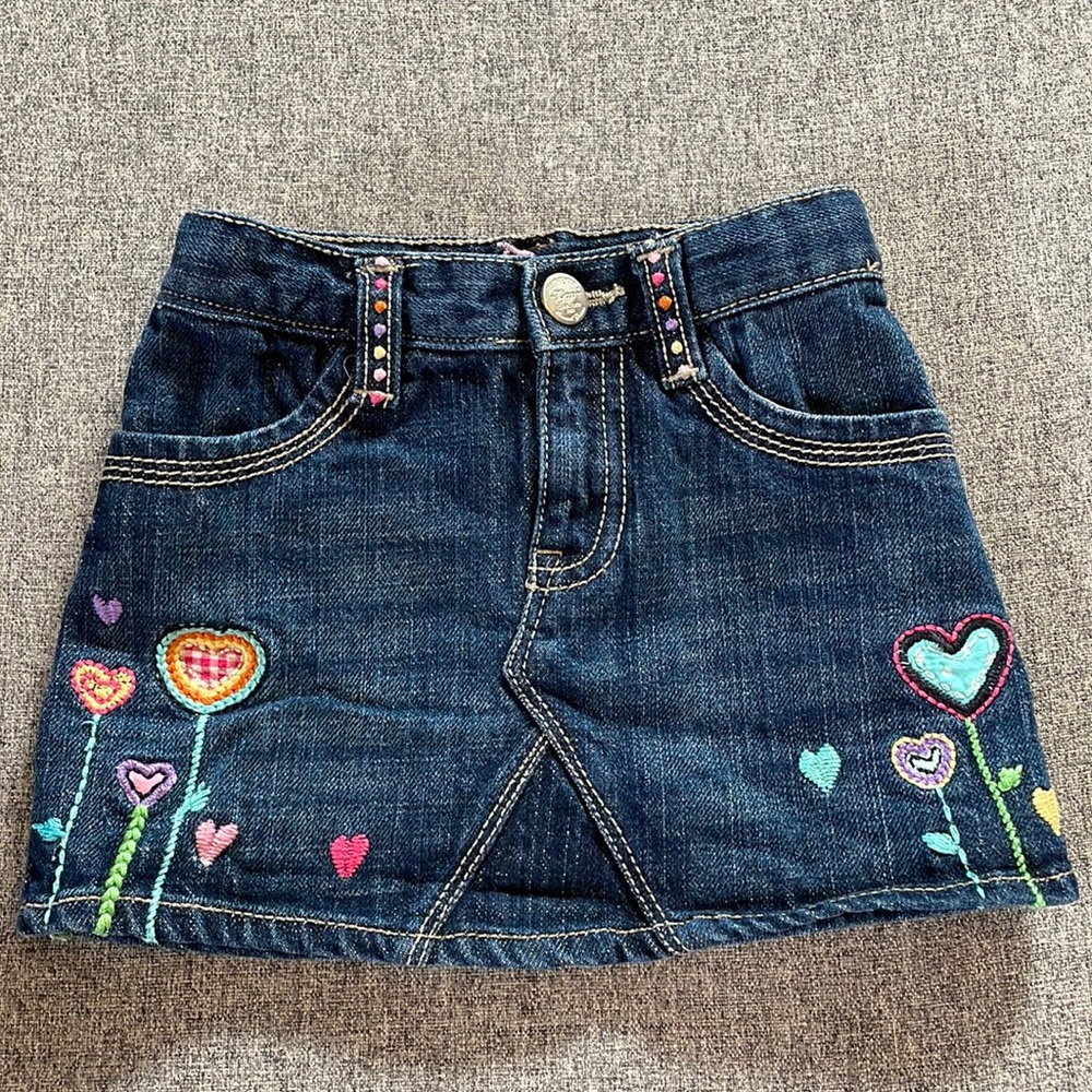 2/$15 Embroidered Baby Gap Denim Skirt